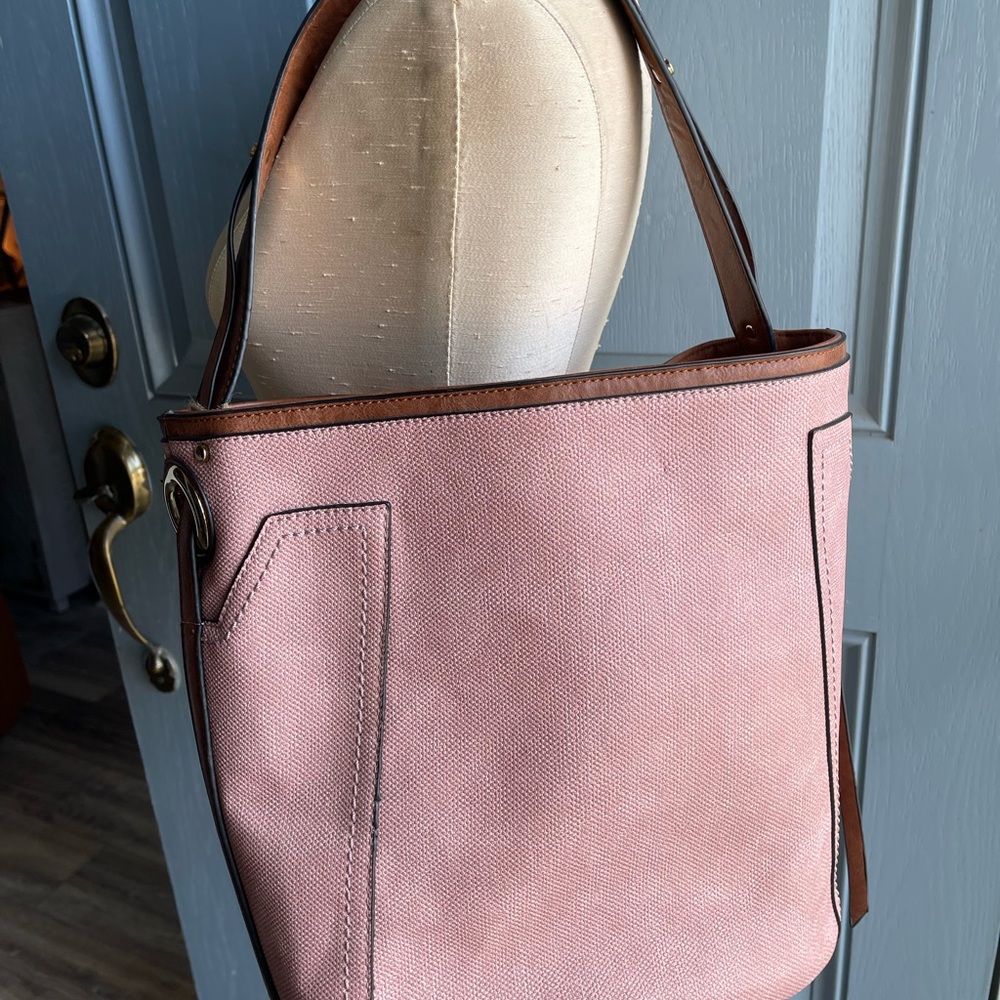 Pink Leather Tote Bag